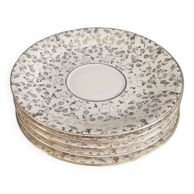 5 soucoupes Mayer Wiesau en porcelaine de Bavière motif doré