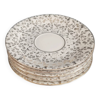 5 saucers Mayer Wiesau in Bavarian porcelain with a gold pattern.