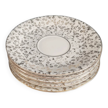 5 soucoupes Mayer Wiesau en porcelaine de Bavière motif doré