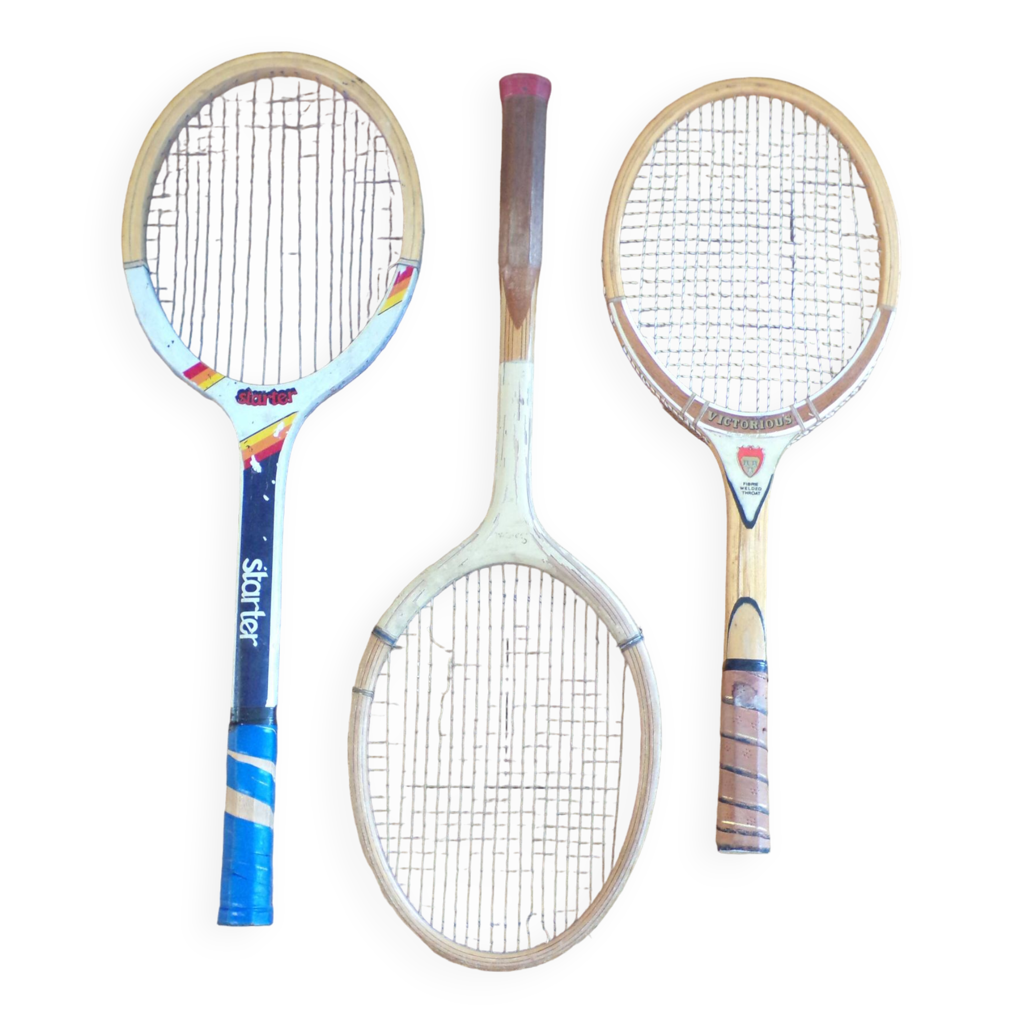 Vintage 3 wooden tennis rackets