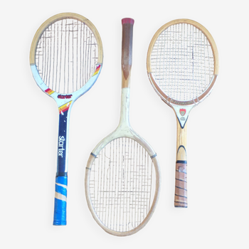Vintage 3 wooden tennis rackets