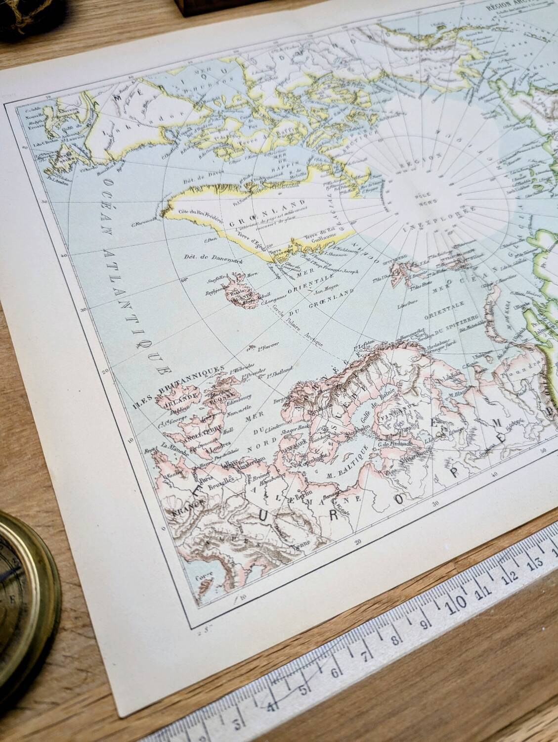 The Arctic region, period map, 1887, Authentic.