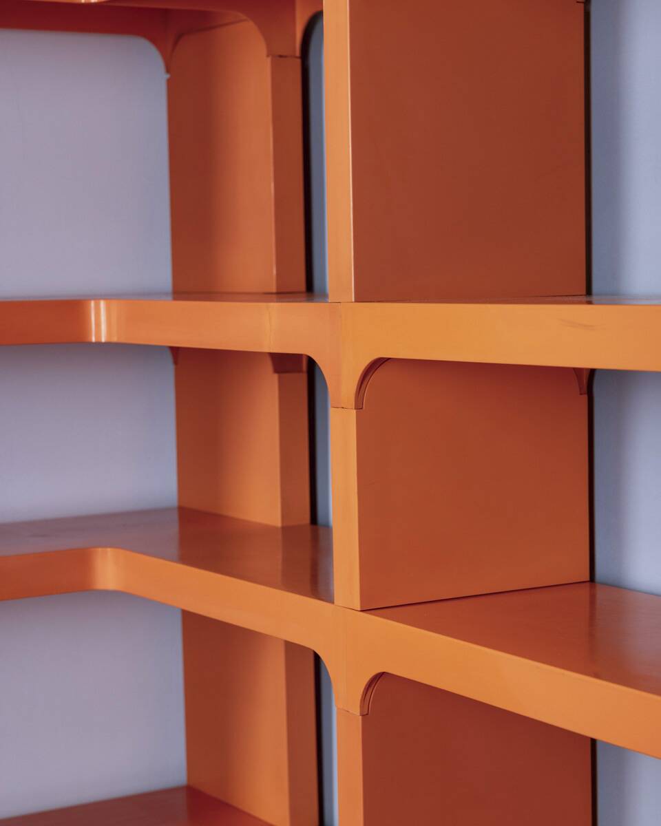 Vintage 1970s plastic corner bookcase designed by Olaf Von Bohr for Kartell