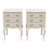 Pair of renovated antique bedside tables – Ivory from Orfèvres Libéron – 3 drawers