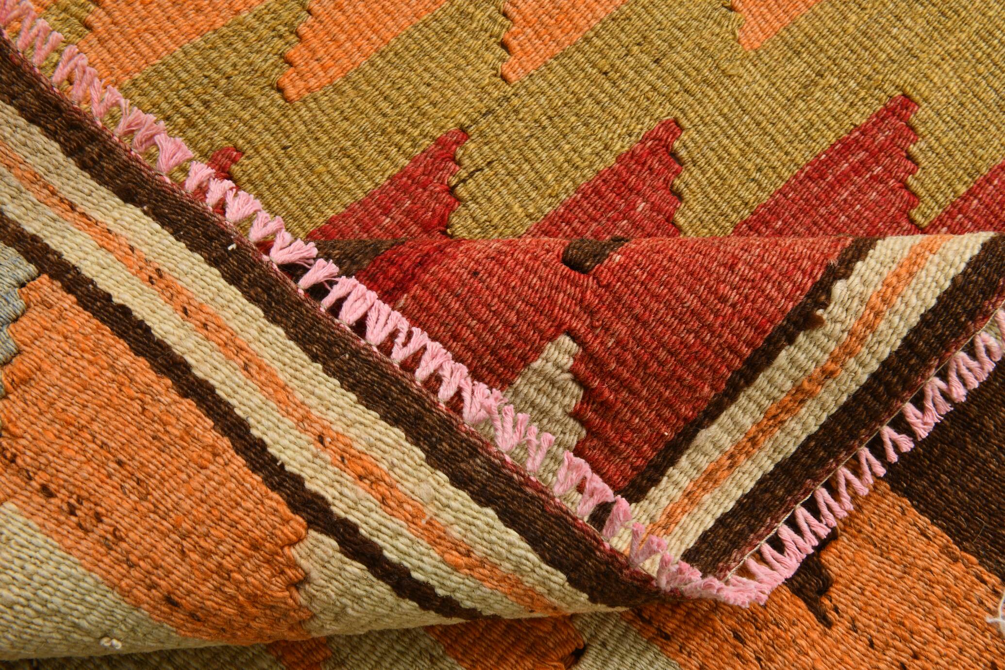 Kilim Turc Vintage en Laine Tissé Main, Tapis Tribal Ancien, 177x291 Cm