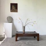 Table basse en chêne et ardoise 1950