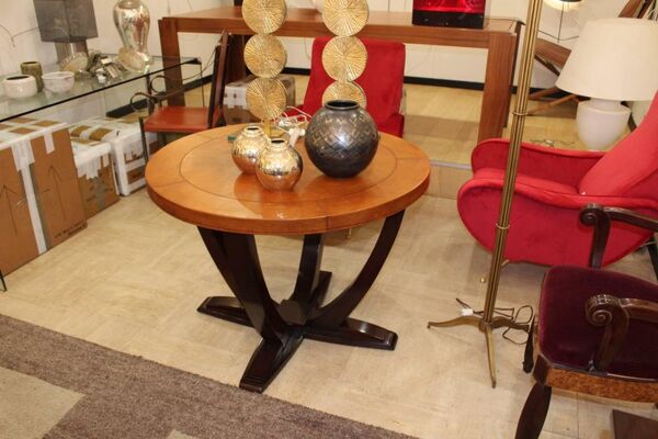 Table art déco en palissandre et cuir France vers 1930