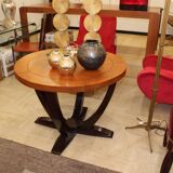 Table art déco en palissandre et cuir France vers 1930