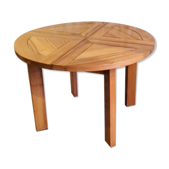 Extendable dining table in solid elm by Maison Regain 1960