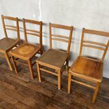 Series of 4 vintage bistro chairs 1950