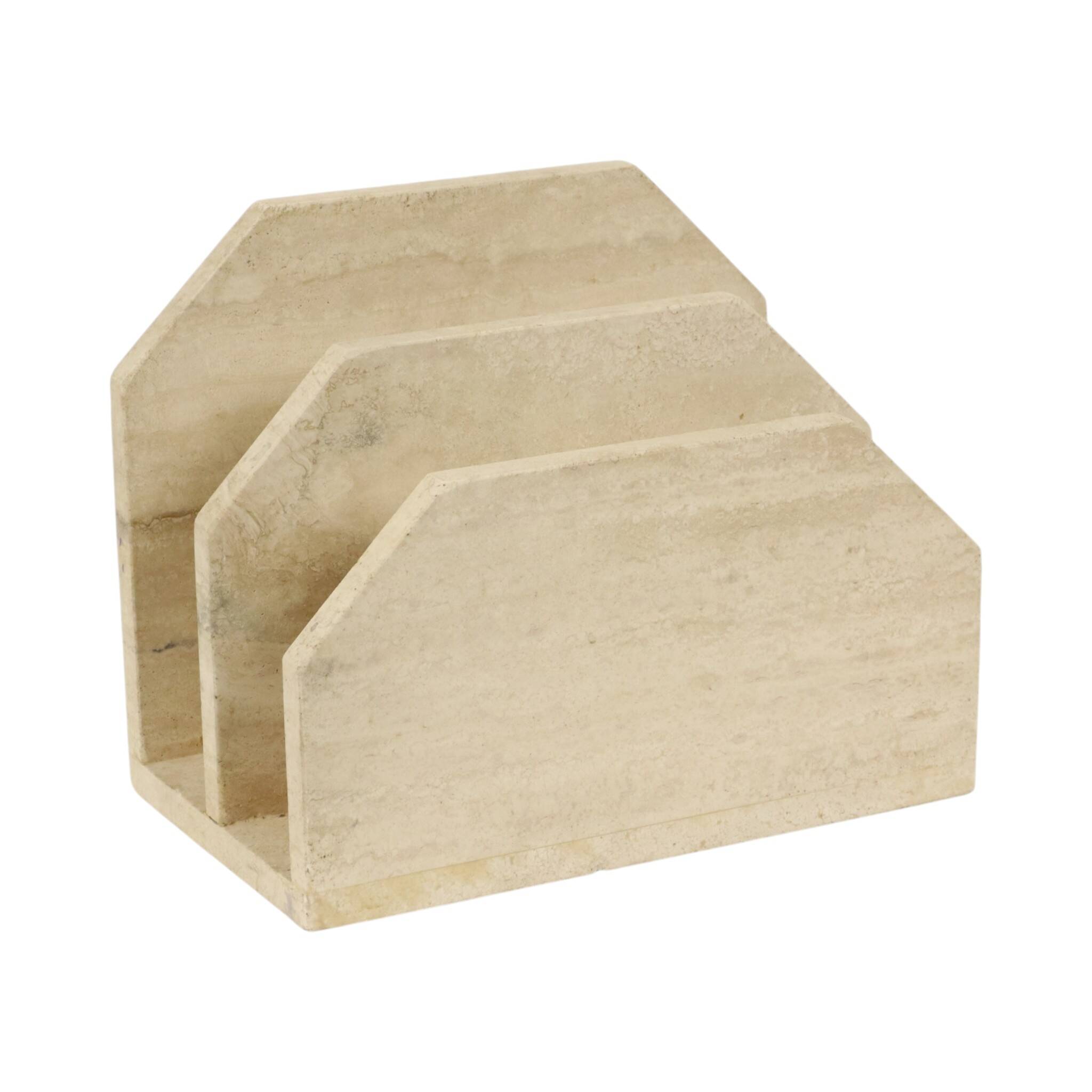 Vintage Travertine Natural Stone Magazine Rack – 1970s
