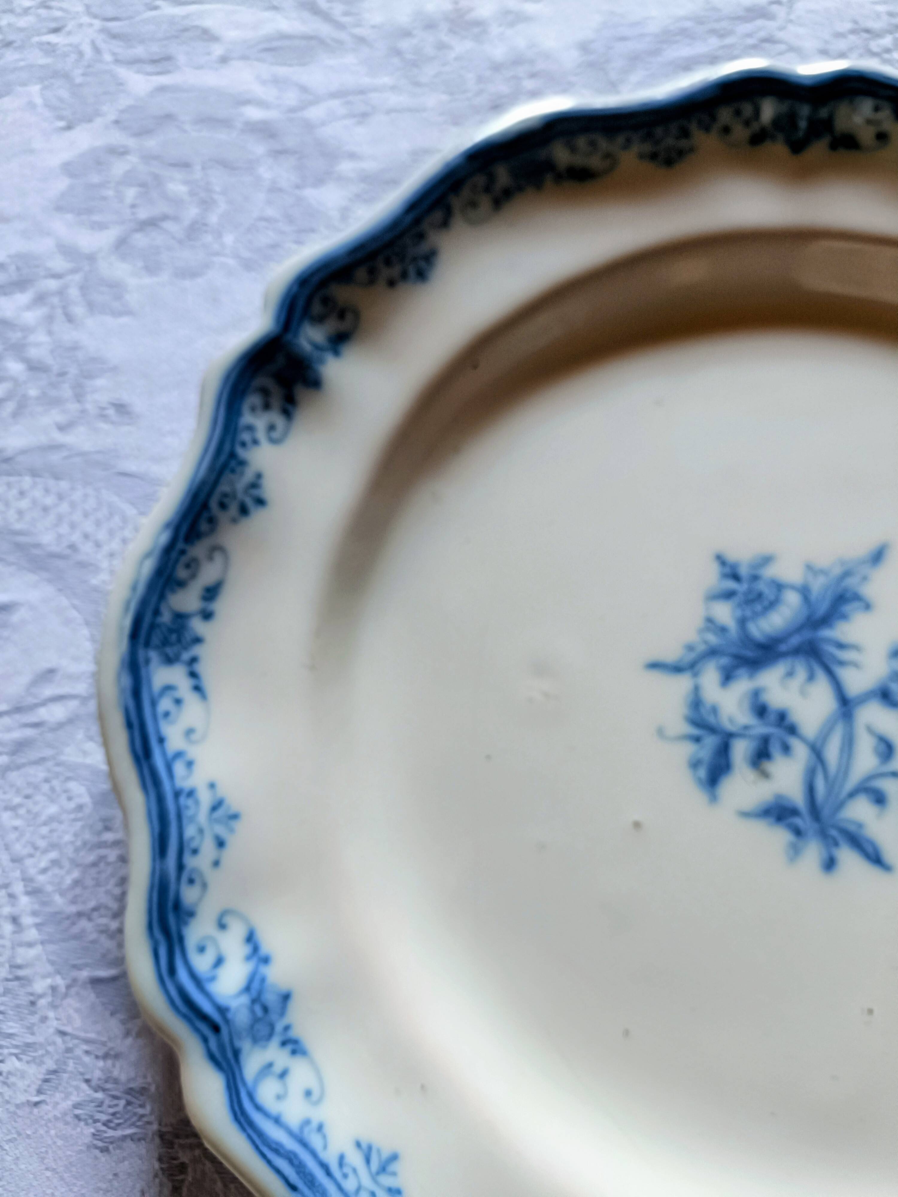 Large white and blue Marseille earthenware plate
