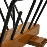 Vintage Reading Basket Steel Oak Magazine Rack 50's design