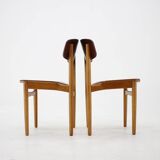 1960s Set of 6 Børge Mogensen Model 122 Oak and Teak Dining Chairs for Søborg Møbelfabric, Denmark