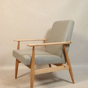Fauteuil Vintage Gris Clair Design Scandinave Revêtement Laine