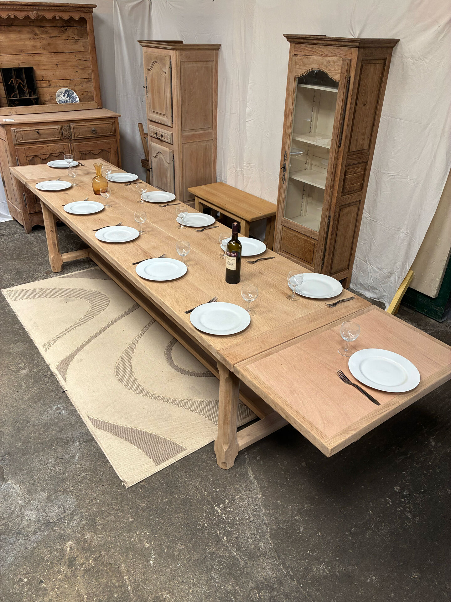 Solid oak farmhouse table with extensions 4M