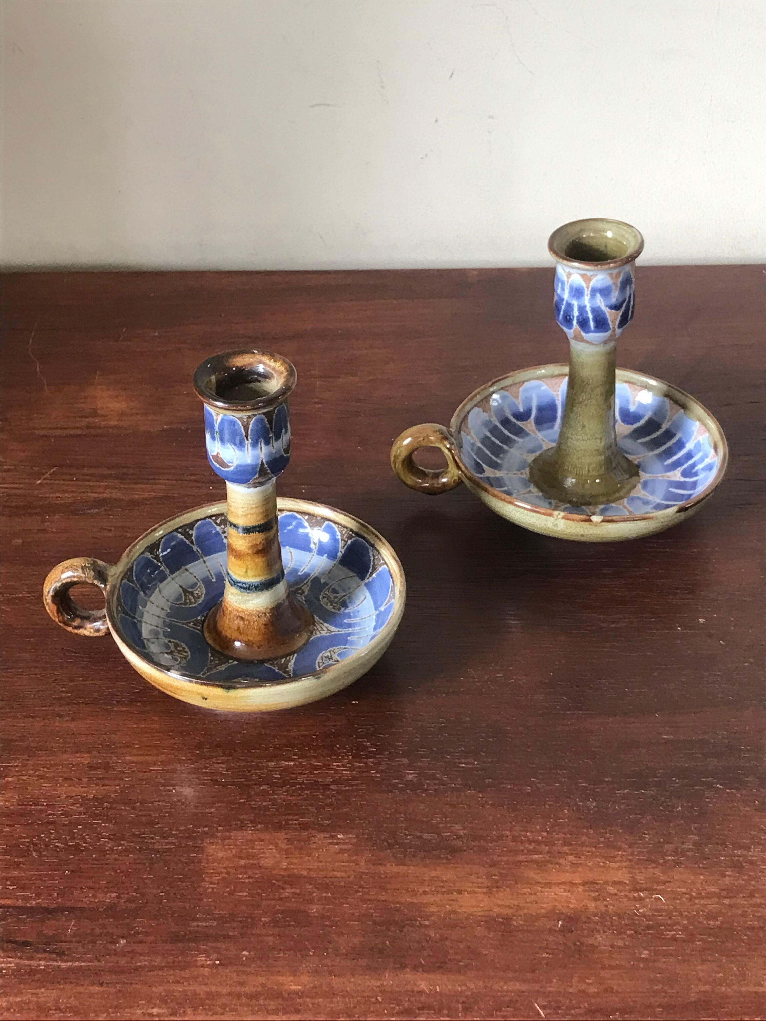 Pair of ceramic candle holders 1960 Roland Moreau