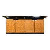Vintage lacquer and burl wood credenza, 1980s