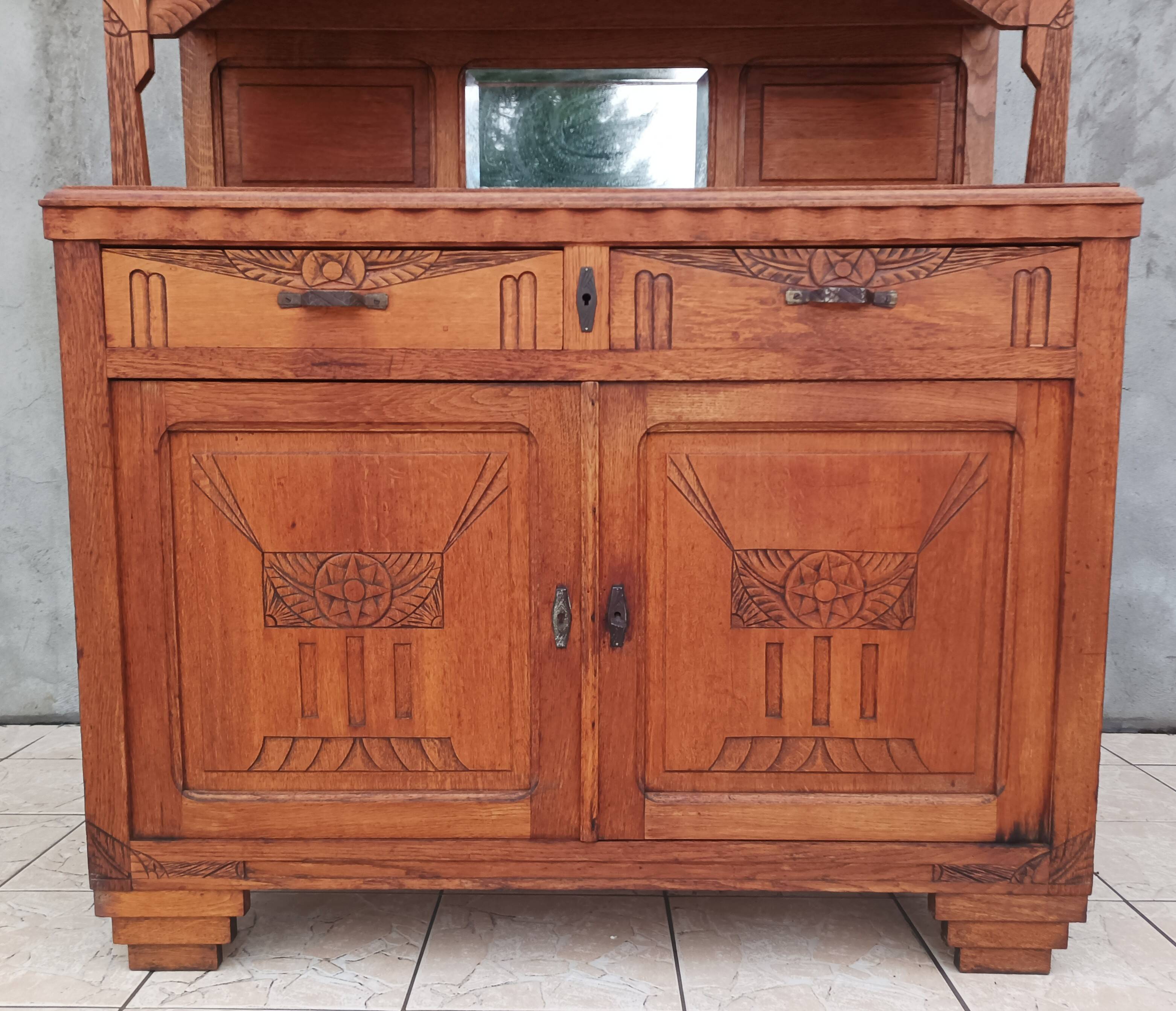 Art Deco period carved oak sideboard