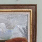 Peinture à l’huile de paysage expressionniste suédoise, encadrée  « Autumn View »
