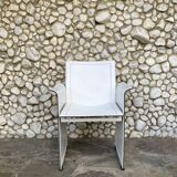 White leather armchair, Tito Agnoli for Matteo Grassi, Italy, 1970-80s