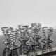 6 vintage chrome metal egg cups in spiral shape, 1970s