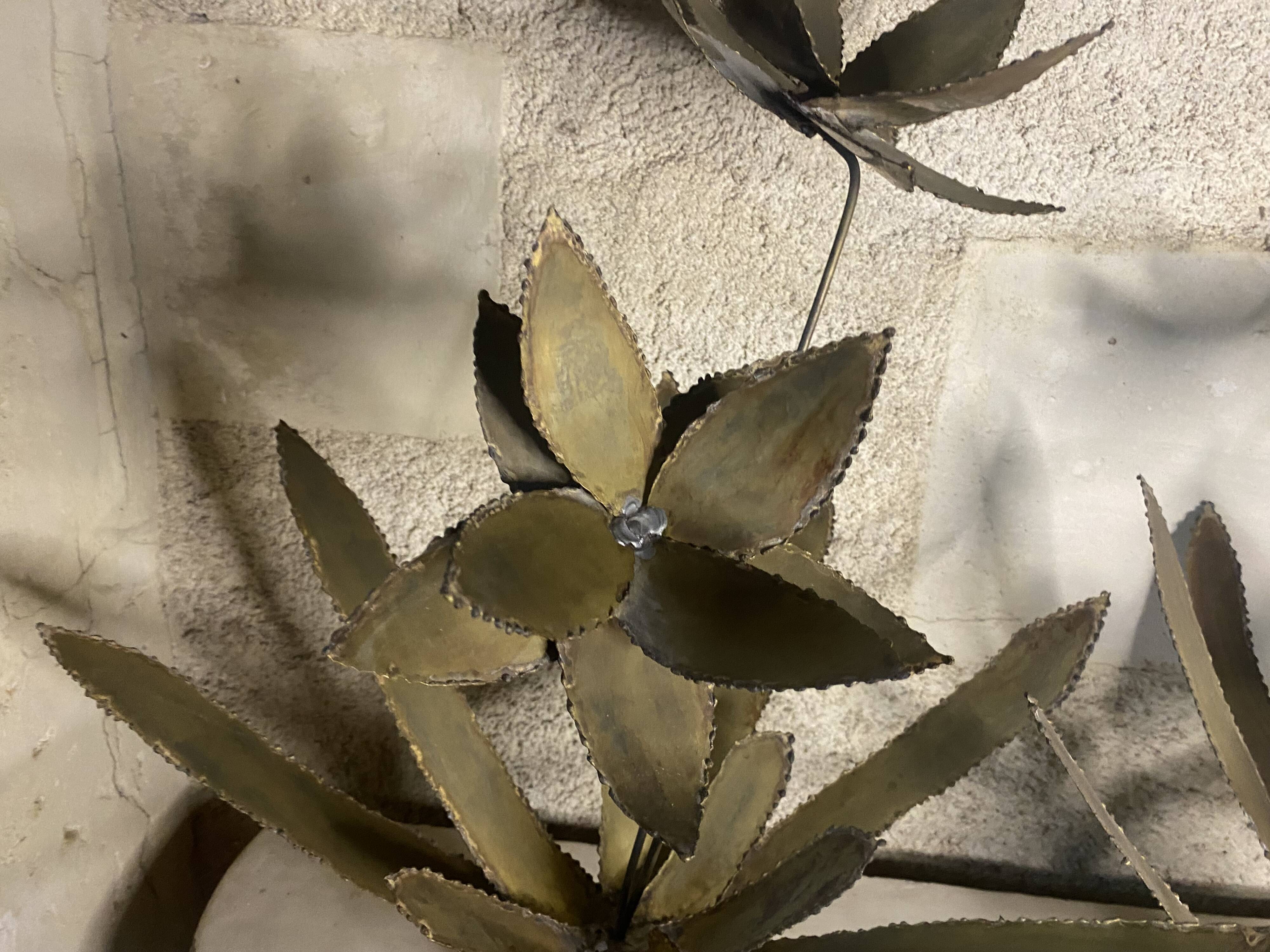 Pair of brass flower bouquets 1970