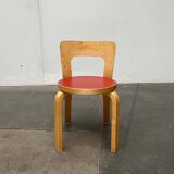 Vintage Red Children's Chair in Linoleum N65 by Alvar Aalto for Artek, Finland, 1970s
