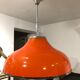 1960s Round Orange Chrome Pendant Light Guzzini style Bedroom Ceiling Lamp