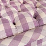 Upholstered bench in mauve and cream Vichy fabric, France, 1970s