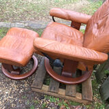 Stressless armchair and footrest set from the 70s/80s.