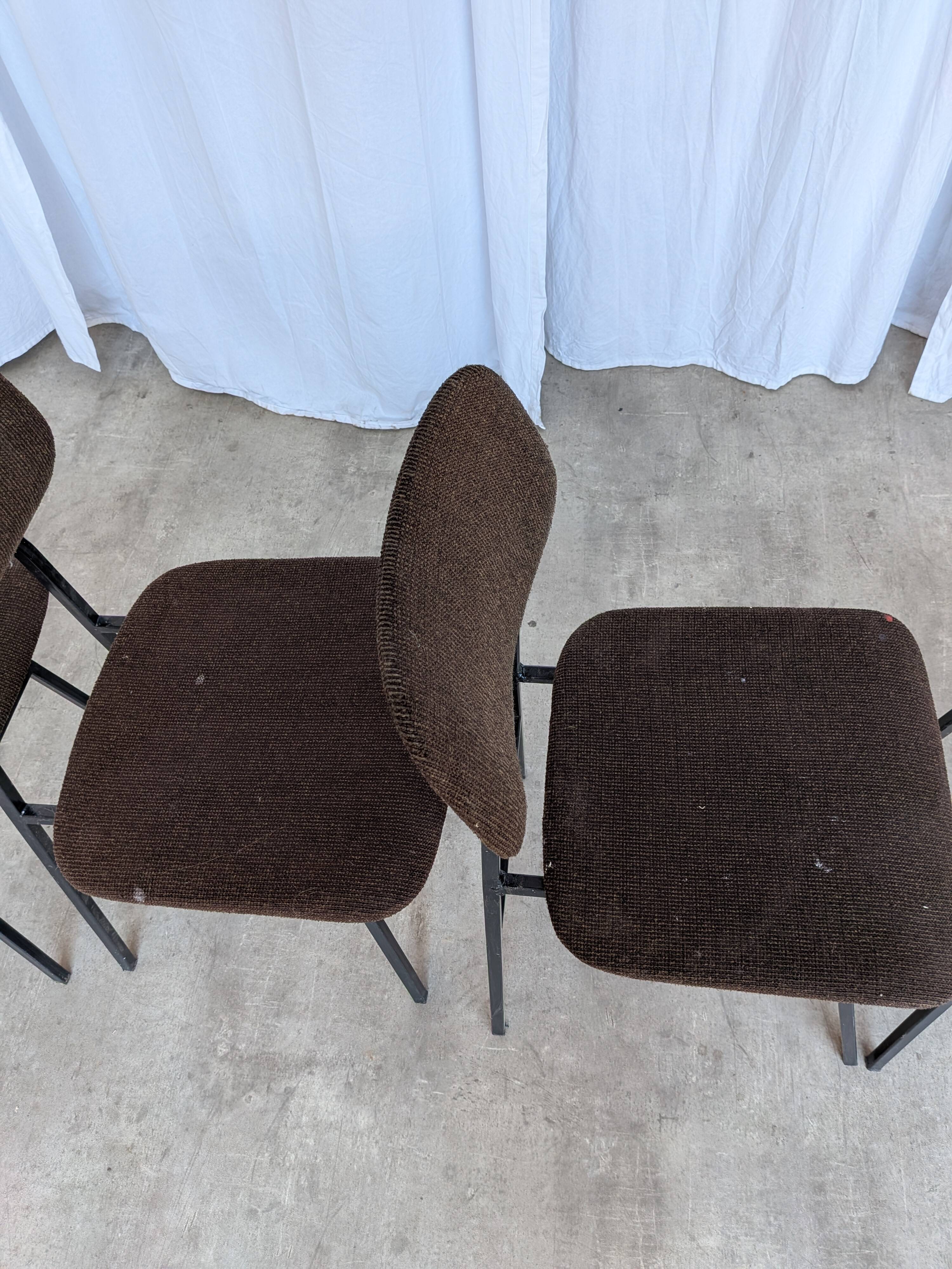Chaises de salle à manger STOL Kamnik vintage (ensemble de 4) : tissu marron rétro des années 1970