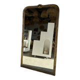 Large gilded mirror 19th century rounded corners mercury glass Louis XVI style