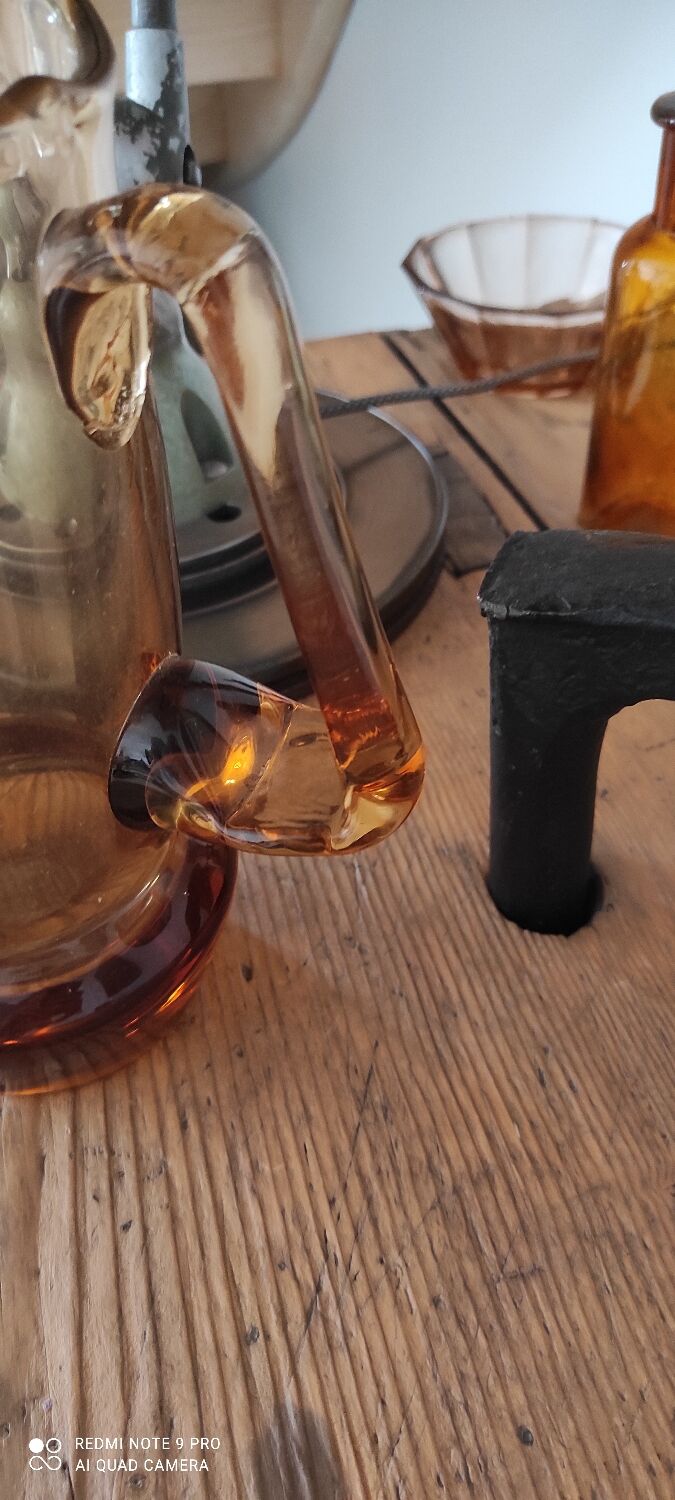 Amber glass carafe