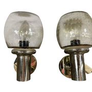 Set of 2 vintage chrome wall sconces