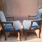 Pair of large armchairs in Louis XV style from the 19th century.