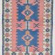 Dusty Pink & Blue Handmade Vintage Rug, 141x184 Cm