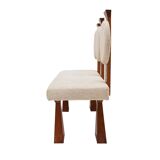 Contemporary Wooden Bench with Triple Circular Backrest Bouclé Upholstery, Italy