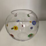 Vase ball inlays millefiori multicolored 70s