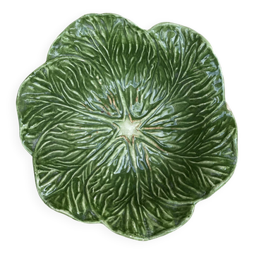 Large earthenware salad bowl in the shape of a cabbage leaf.