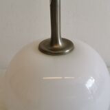 Table lamp in white opal glass, with pink details/decoration
