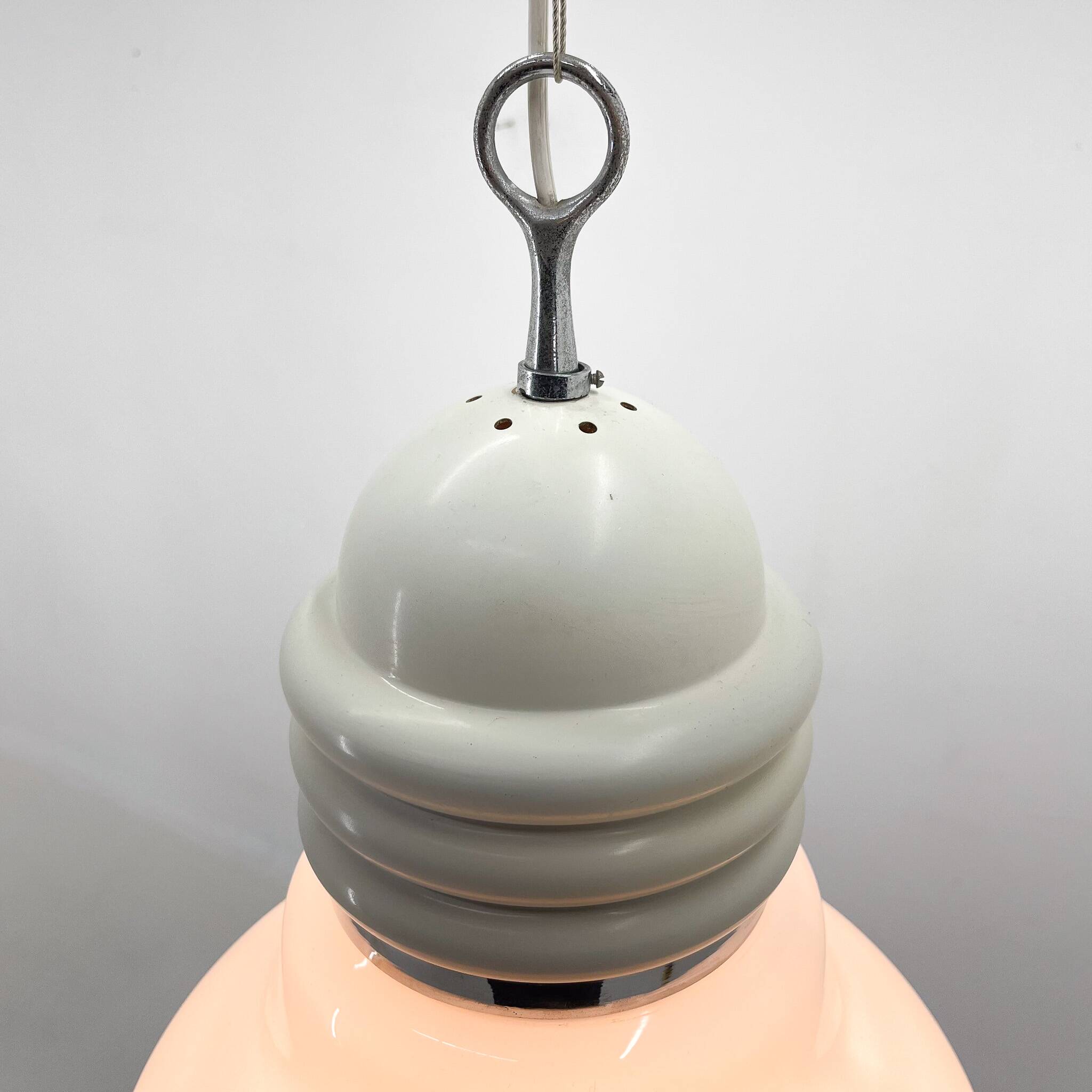 1960s Metal & Milk Glass Pendant Light, Italy
