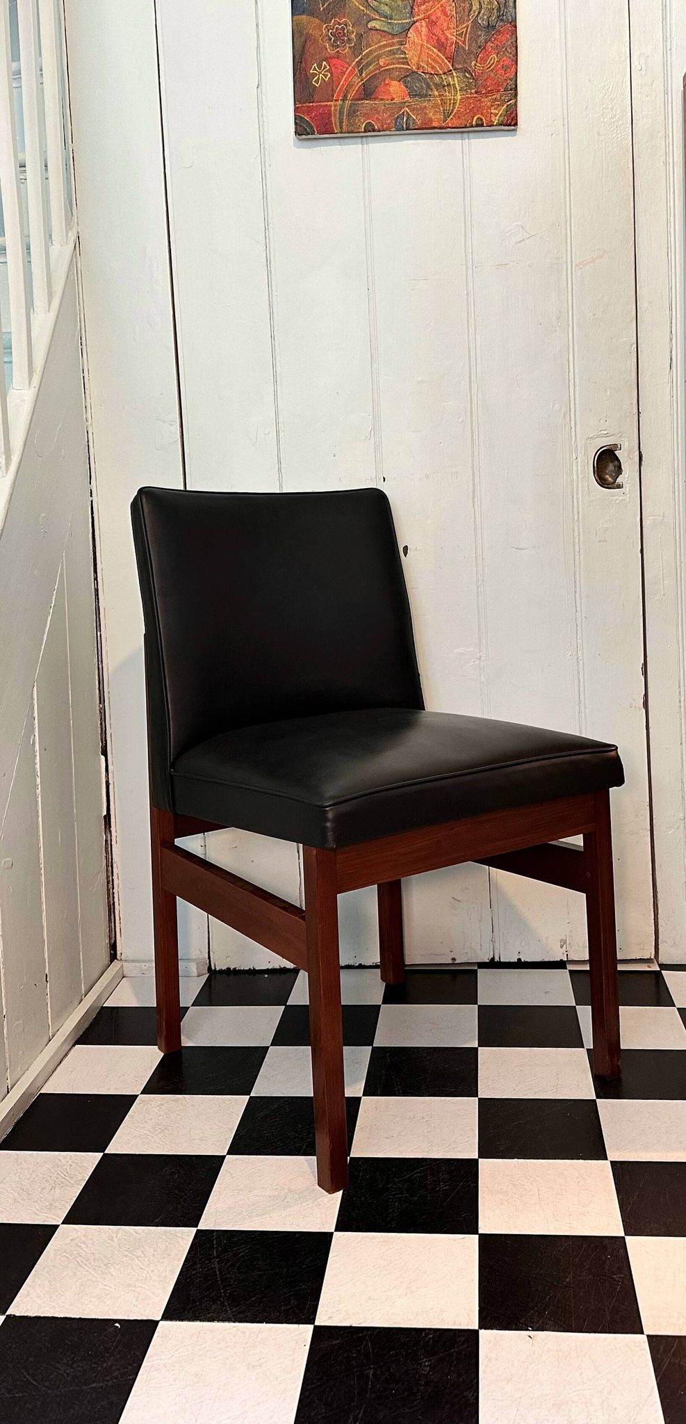 Mid-Century Teak and Vinyl Dining / Desk Chair by Vanson