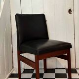 Chaise de salle à manger/bureau en teck et vinyle du milieu du siècle par Vanson