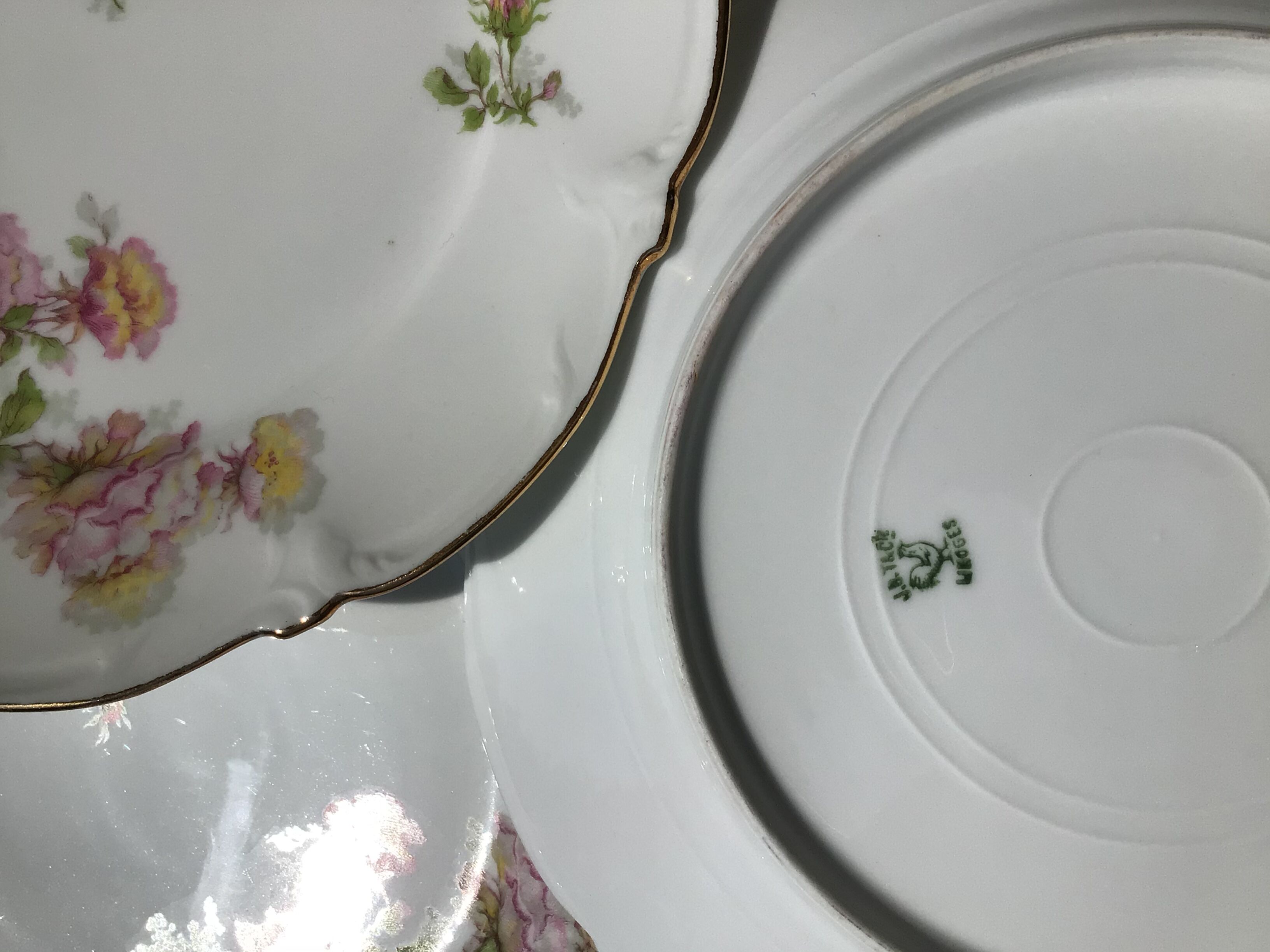 6 plates porcelain dessert J.B.T-Cie Limoges edged gold