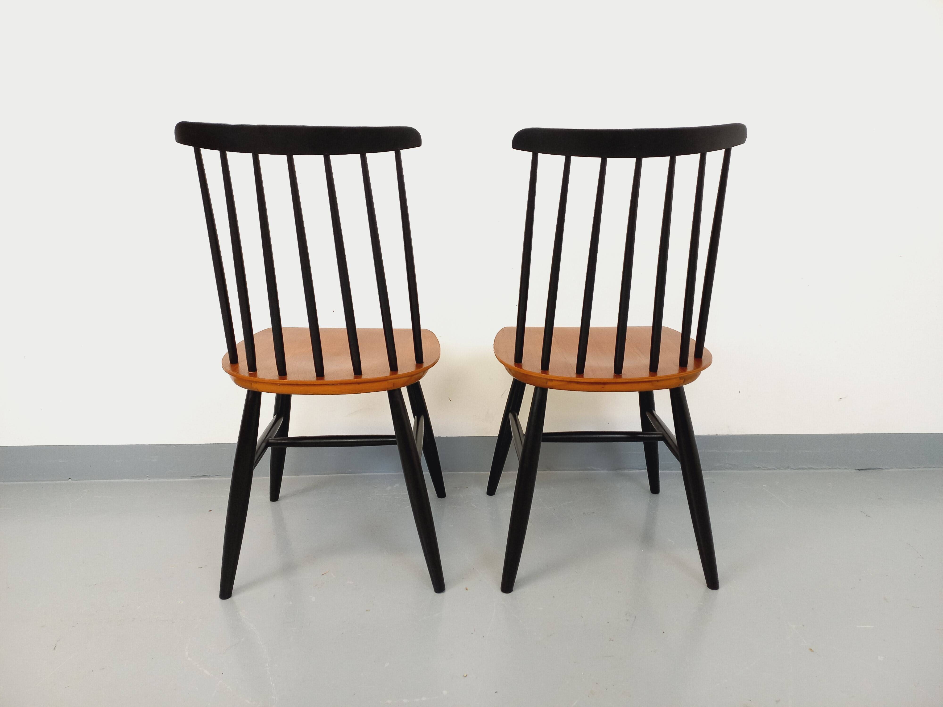 Pair of vintage Scandinavian chairs Fanett by Ilmari Tapiovaara in teak.