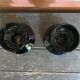 Paire Bougeoir Ancien Space Age Opaline Noire Années 70 Vintage