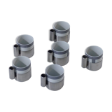 6 coffee cups porcelain and chrome Morinox Italy