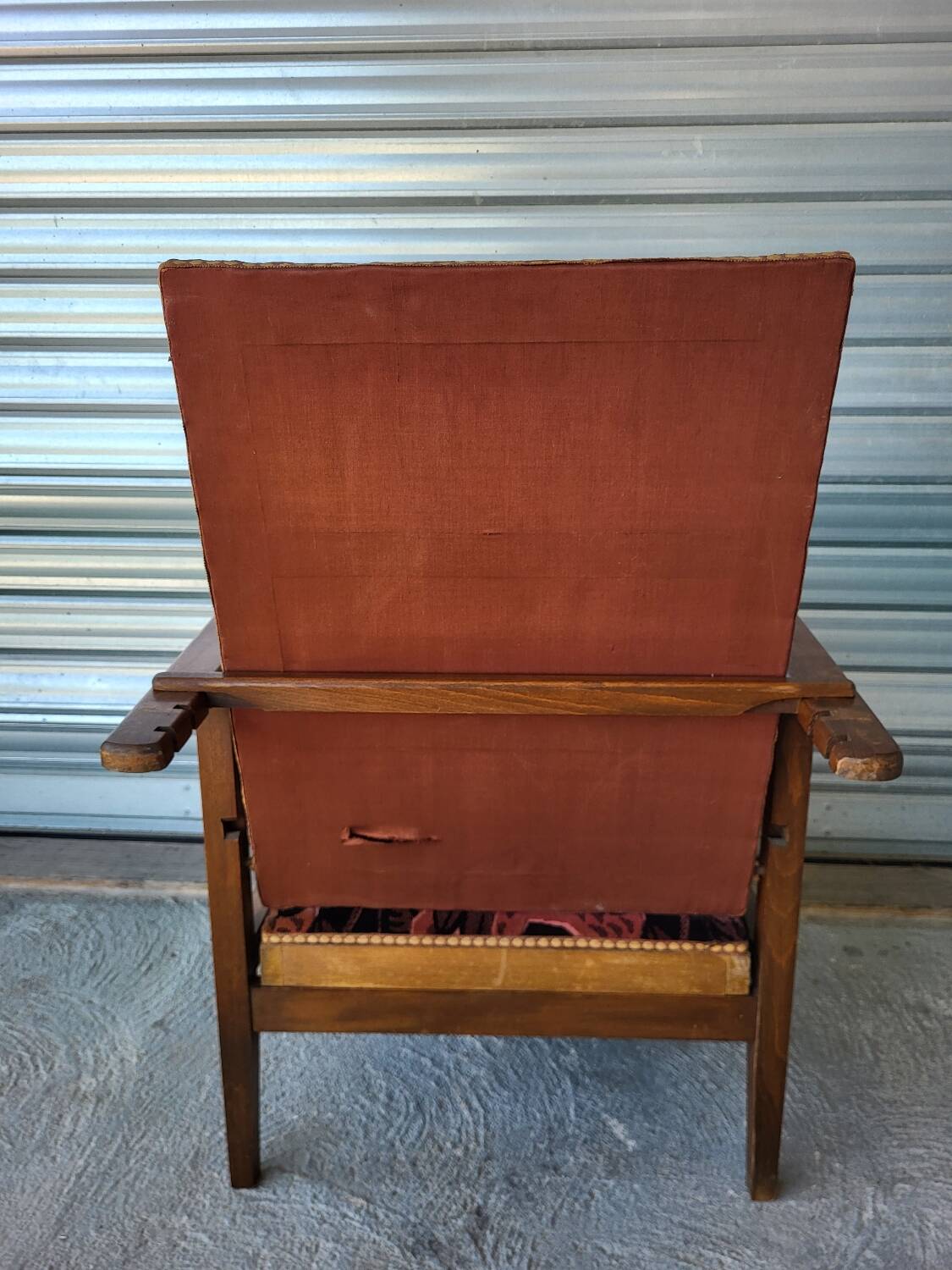 Authentic old vintage reclining relax armchair in very good condition