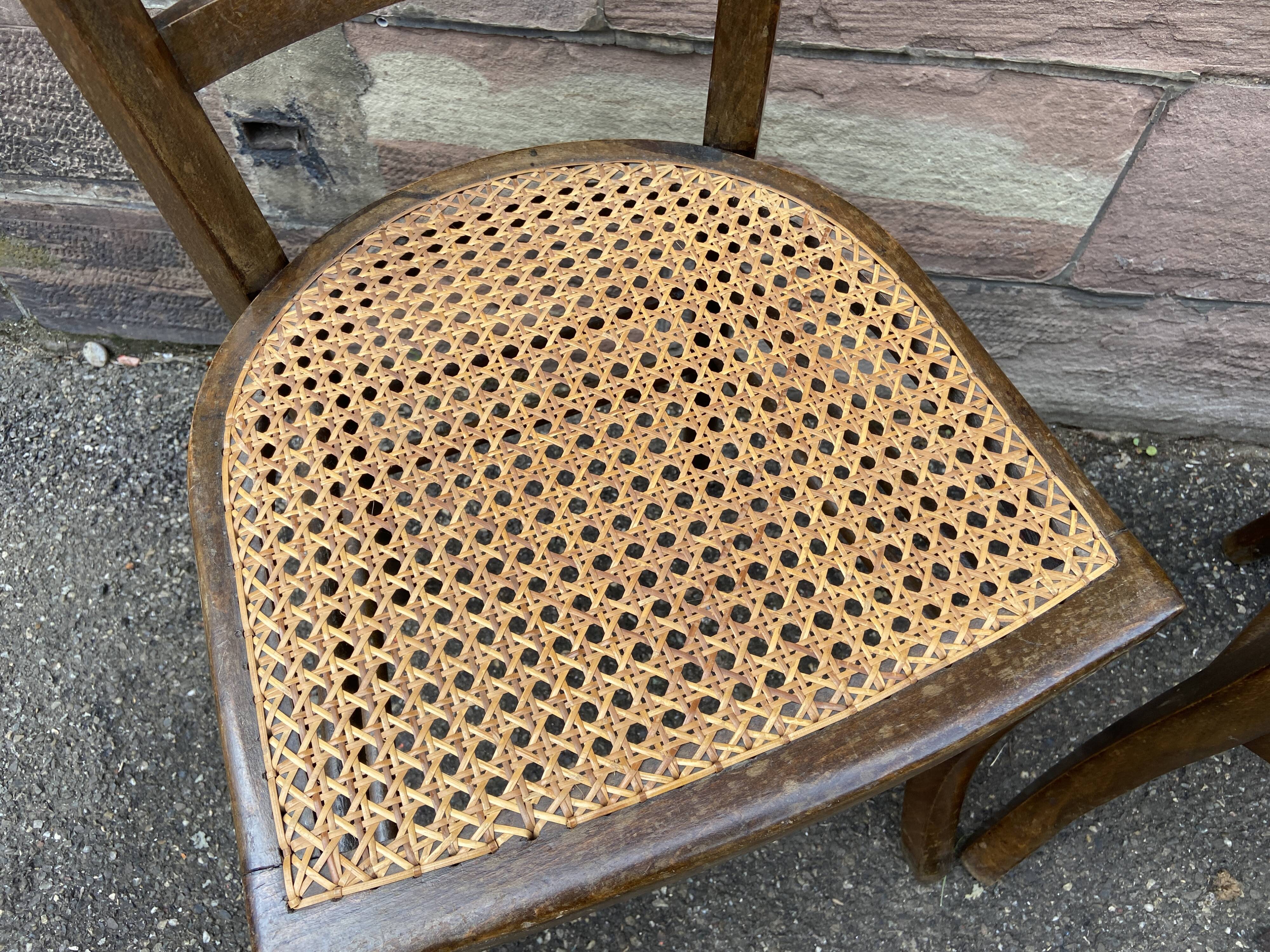 Pair of vintage peasant bistro chairs 1930
